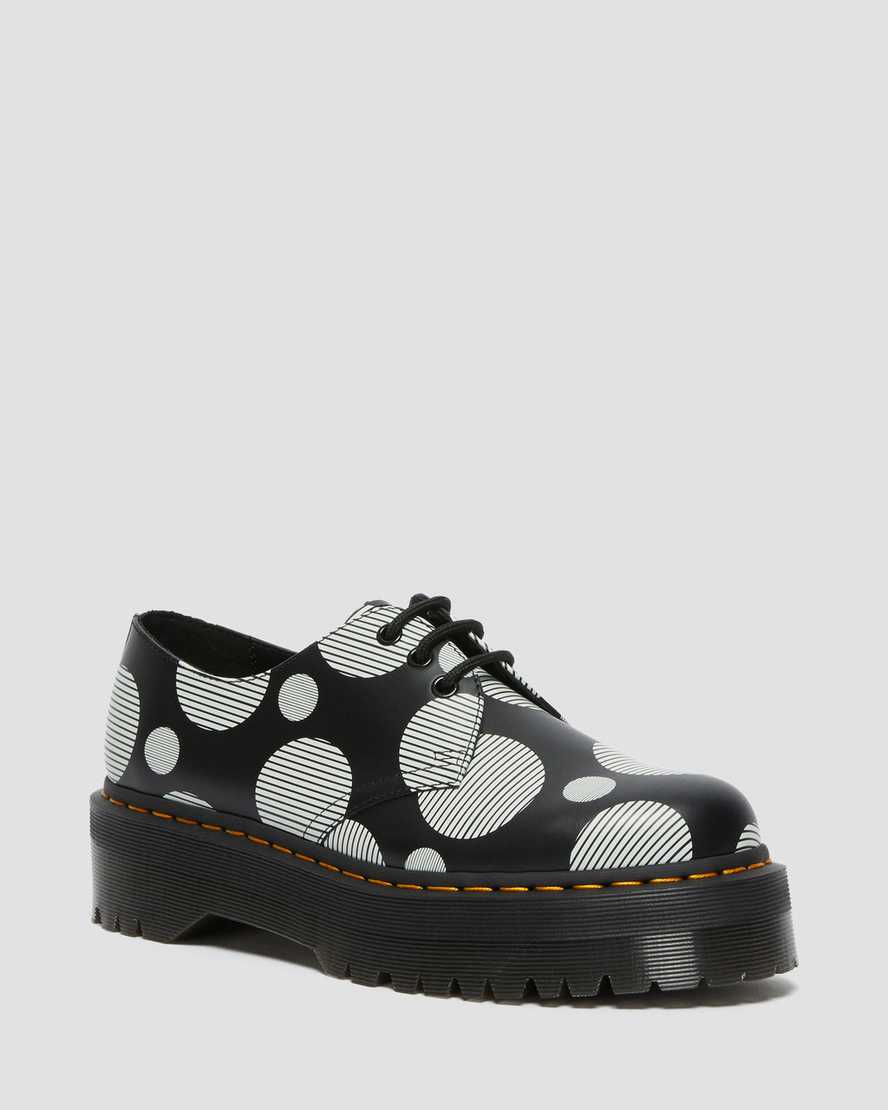 Dr. Martens 1461 Polka Dot Smooth Nahka Miesten Platform Kengät - Mustat/Valkoinen Kengät [230-EUMQT